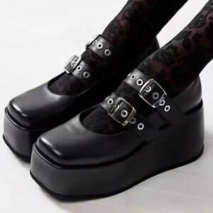 Free People Rhys Platform Grommet Buckle Mary Jane Straps Size US 10